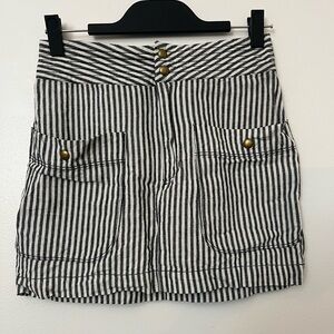 SILENCE + NOISE Striped Cotton Linen Mini Skirt